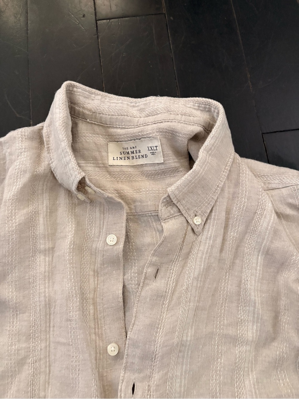 Abercrombie & Fitch Men’s Linen-Blend Button Down Shirt in Light Beige